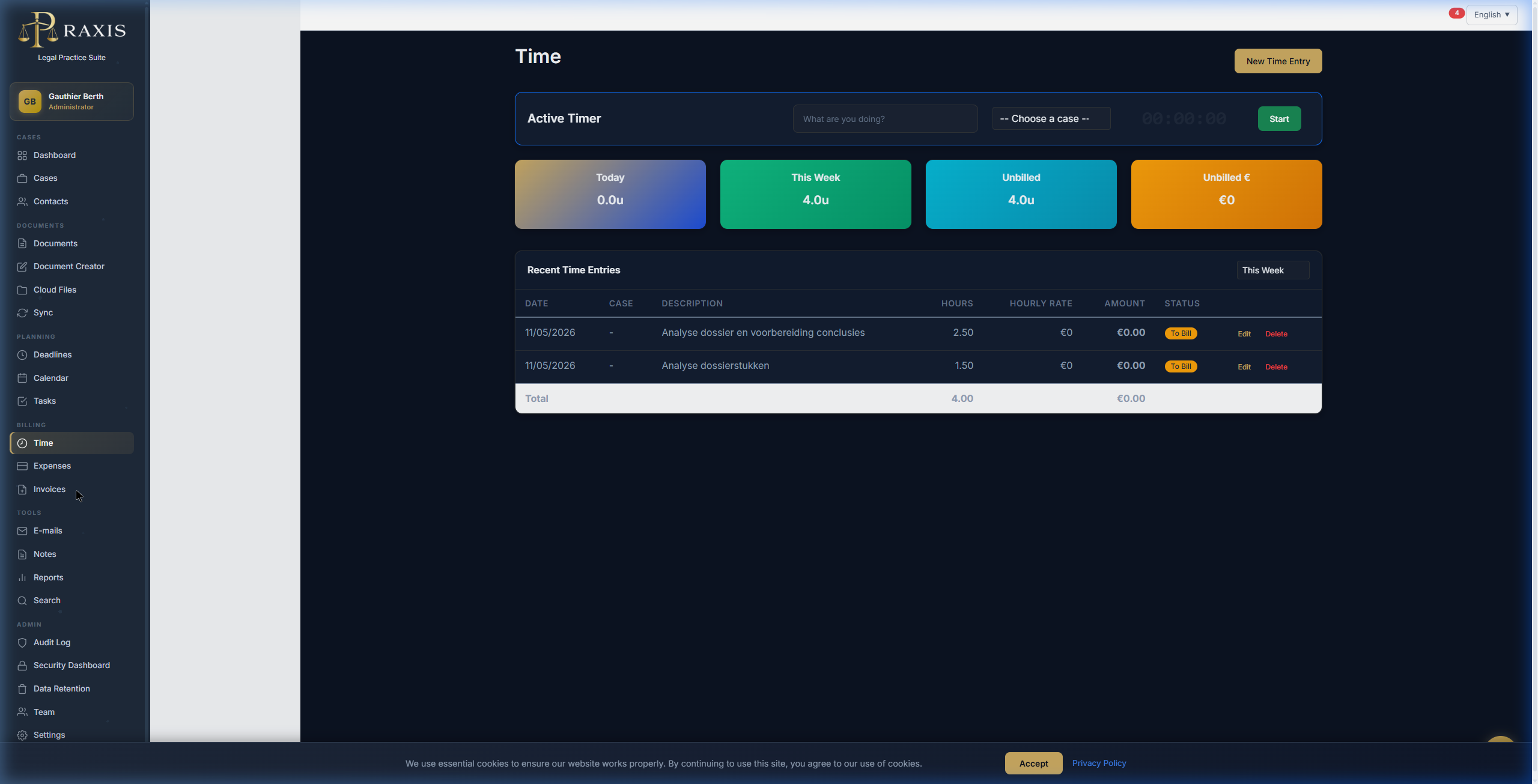 Praxis Invoicing with VAT calculation and Peppol e-invoicing